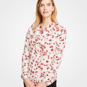Ann Taylor Romantic Flower Ruffle Blouse